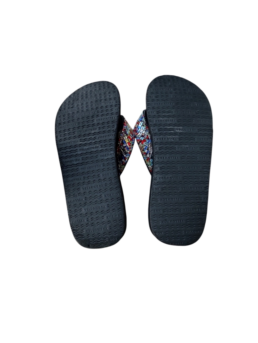 Yellow Box Sydnee Black Flip Flops with Multicolor Beaded Straps - Picture 3 of 3